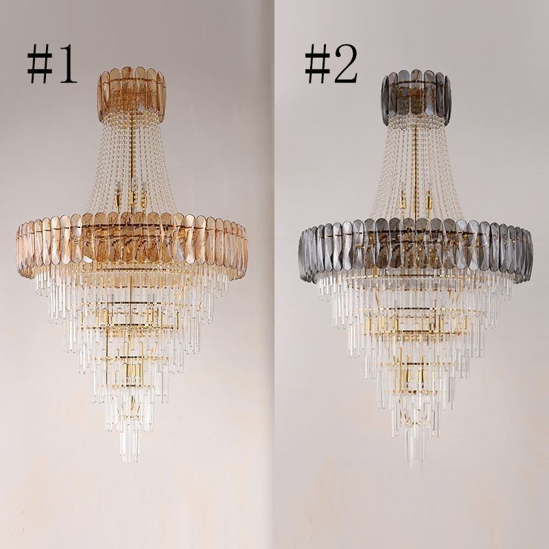 European Elegant Crystal Pendant Light Conical Ceiling Light