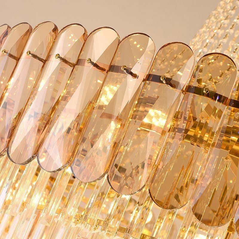 European Elegant Crystal Pendant Light Conical Ceiling Light