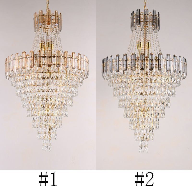 Modern Elegant Crystal Pendant Light Conical Hanging Light