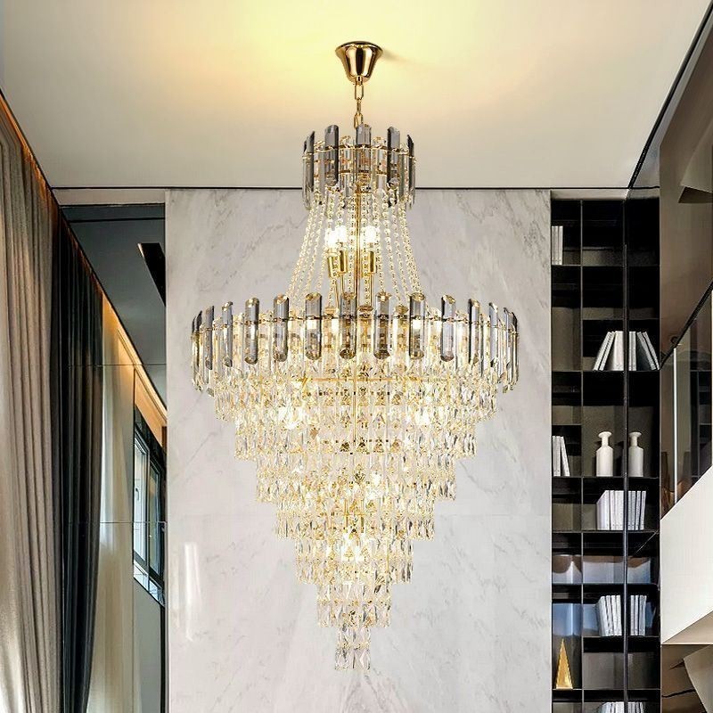 Modern Elegant Crystal Pendant Light Conical Hanging Light