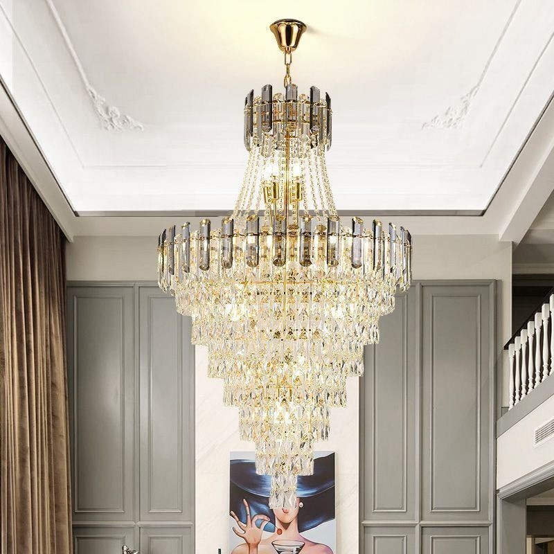 Modern Elegant Crystal Pendant Light Conical Hanging Light