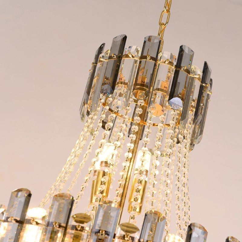 Modern Elegant Crystal Pendant Light Conical Hanging Light