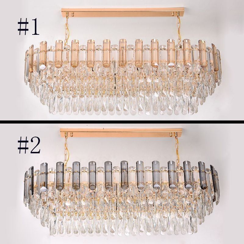 Modern Crystal Pendant Light Oval Ceiling Light Fixture