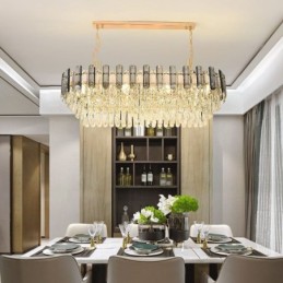Modern Crystal Pendant Light Oval Ceiling Light Fixture