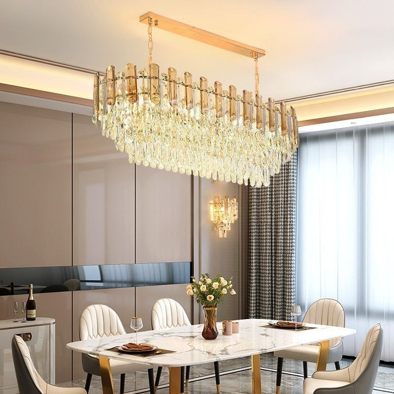 Modern Crystal Pendant Light Oval Ceiling Light Fixture