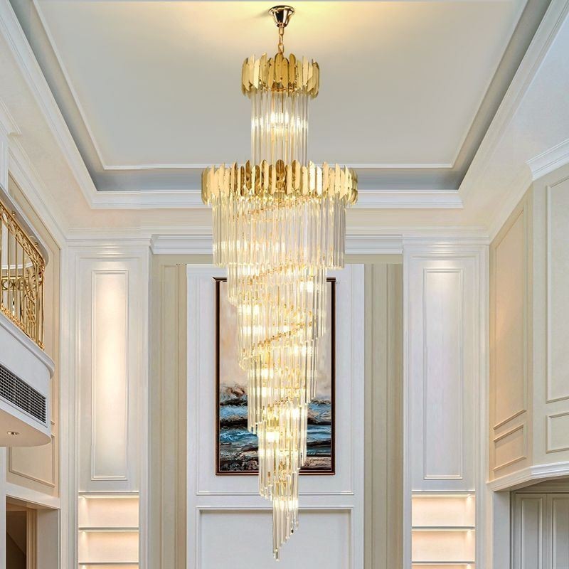 European Pendant Light Crystal Hanging Light Stairs Foyerway