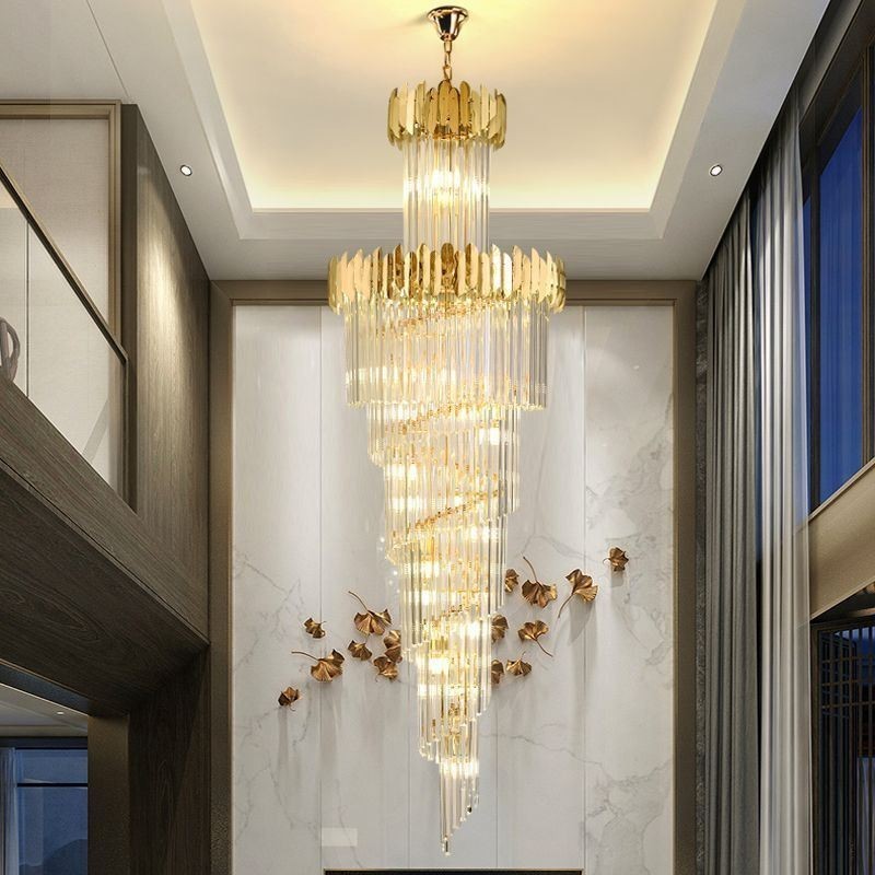 European Pendant Light Crystal Hanging Light Stairs Foyerway