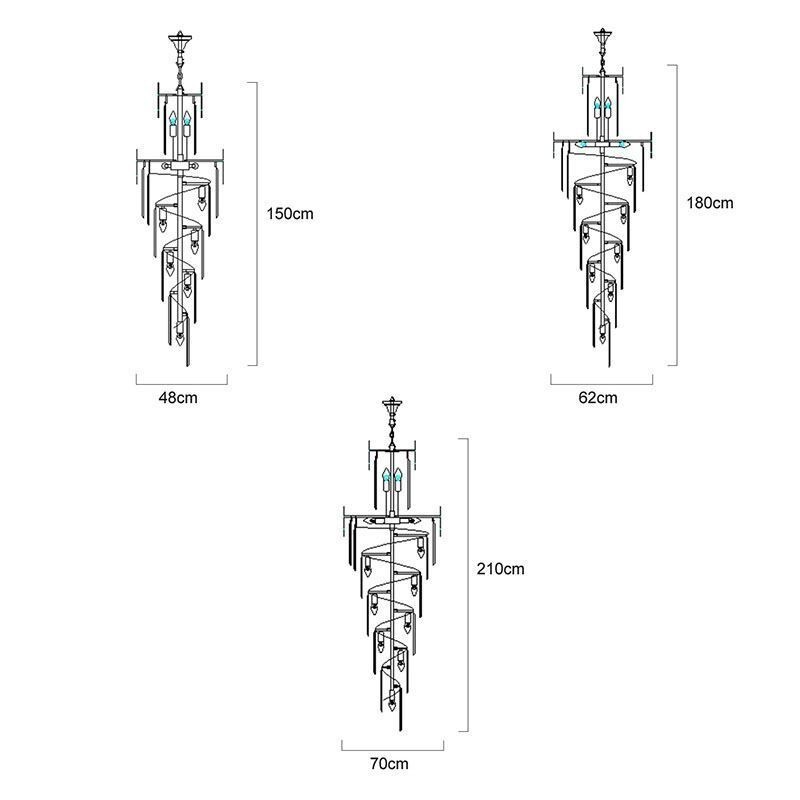 European Pendant Light Crystal Hanging Light Stairs Foyerway