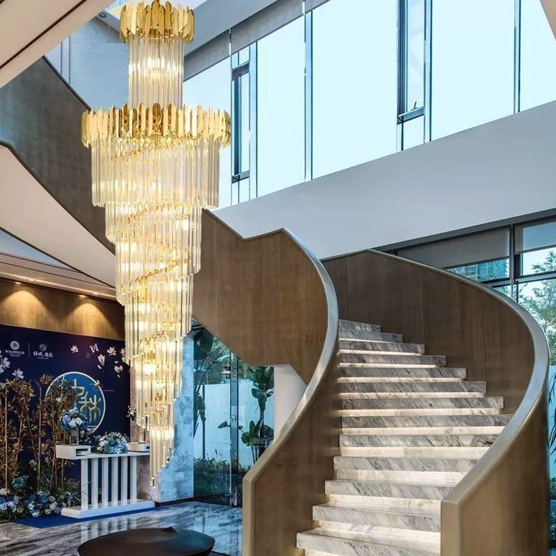 European Pendant Light Crystal Hanging Light Stairs Foyerway