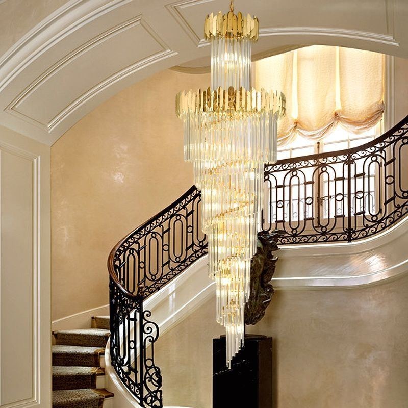 European Pendant Light Crystal Hanging Light Stairs Foyerway