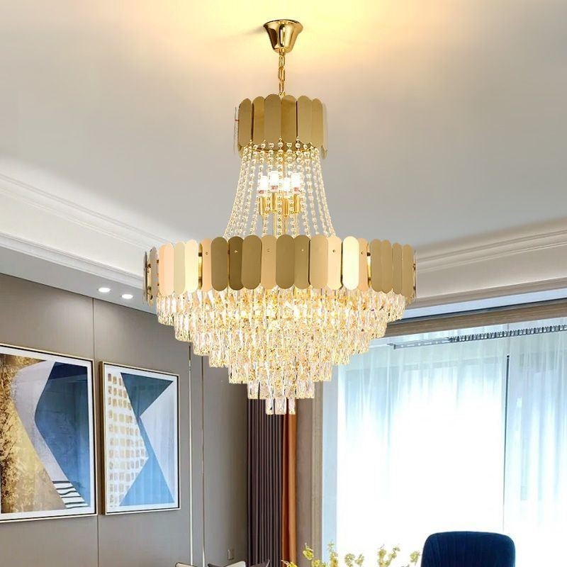 Modern Crystal Gold K9 Hanging Pendant Ceiling Light