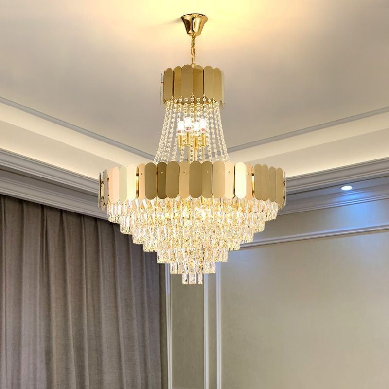 Modern Crystal Gold K9 Hanging Pendant Ceiling Light