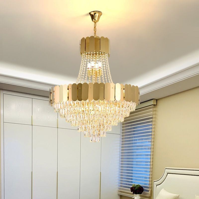 Modern Crystal Gold K9 Hanging Pendant Ceiling Light