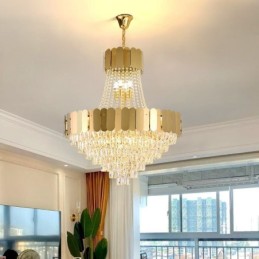 Modern Crystal Gold K9 Hanging Pendant Ceiling Light