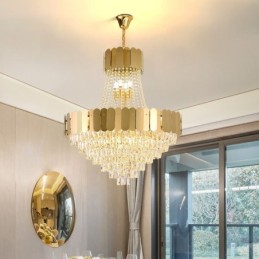 Modern Crystal Gold K9 Hanging Pendant Ceiling Light