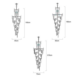 European Crystal High Ceiling Pendant Light Stairs