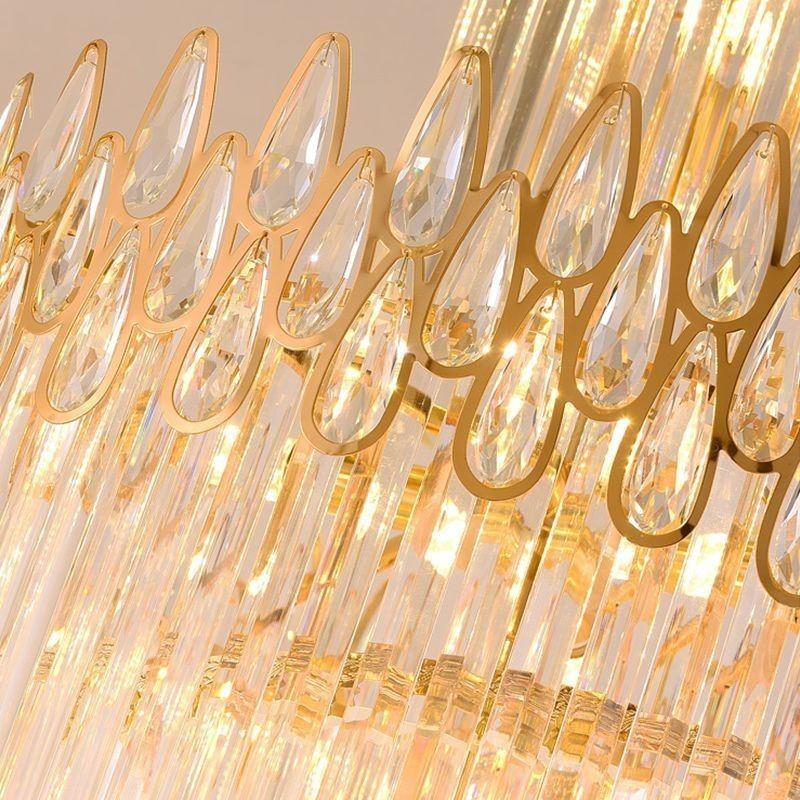 European Crystal High Ceiling Pendant Light Stairs