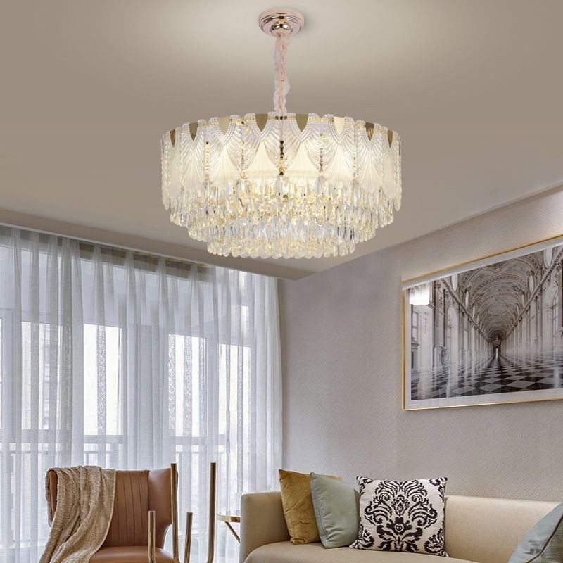 Crystal Pendant Light Lacy Round Ceiling Lighting Fixture
