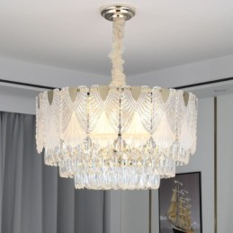 Crystal Pendant Light Lacy Round Ceiling Lighting Fixture