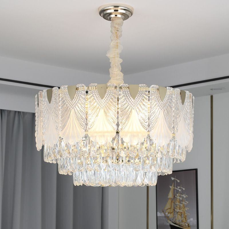 Crystal Pendant Light Lacy Round Ceiling Lighting Fixture