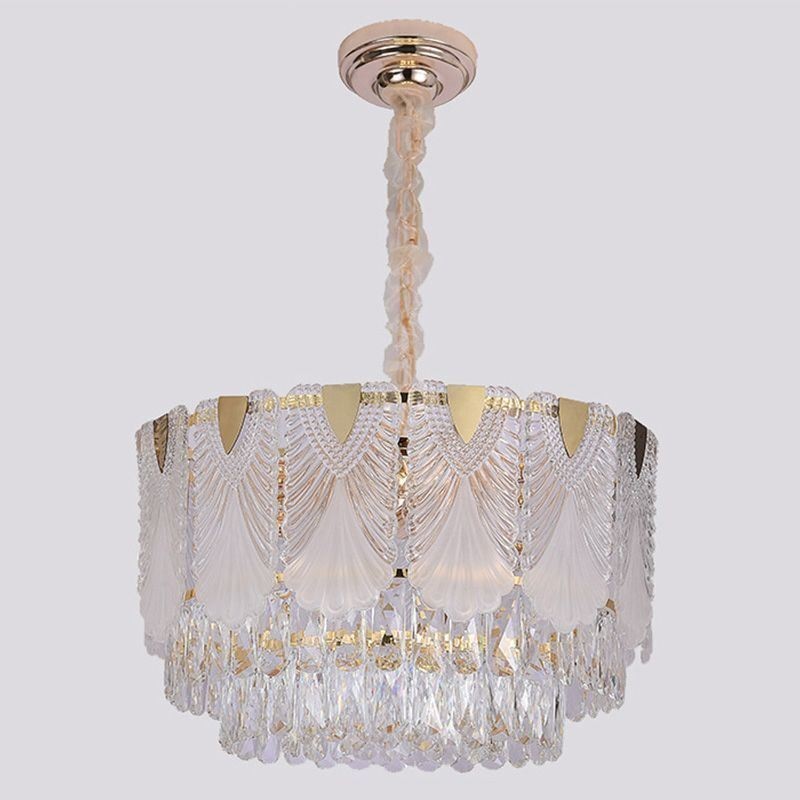 Crystal Pendant Light Lacy Round Ceiling Lighting Fixture