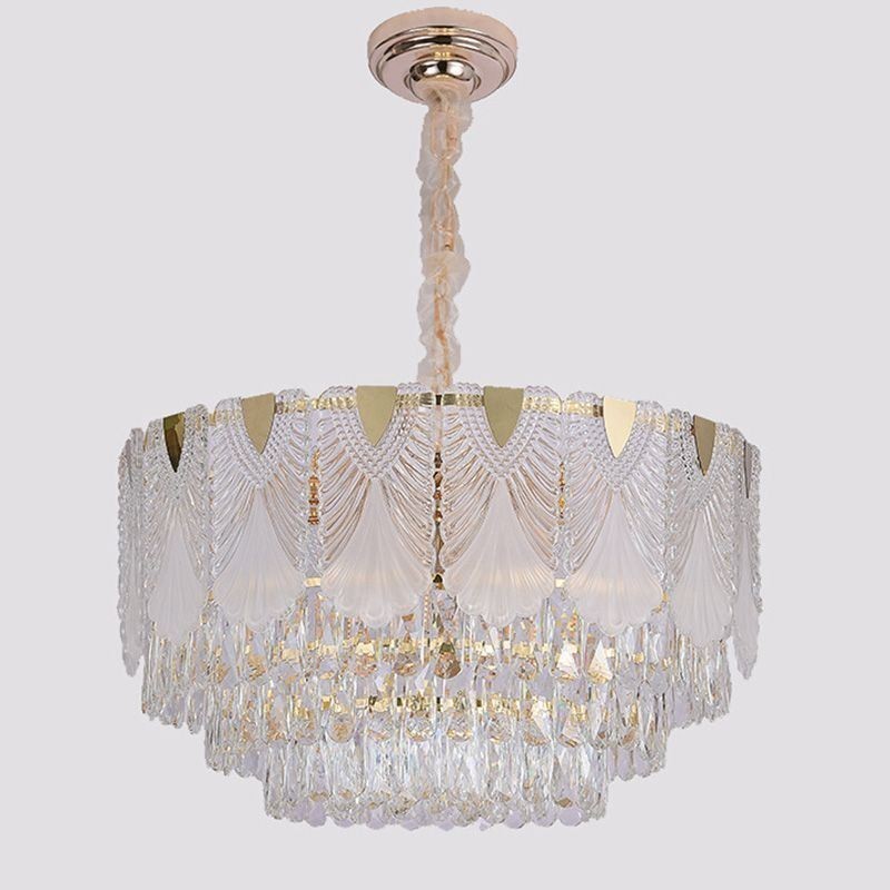 Crystal Pendant Light Lacy Round Ceiling Lighting Fixture