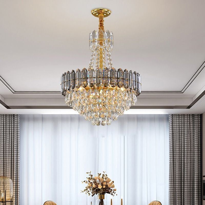 Crystal Pendant Light Conical Hanging Lighting Fixture Light