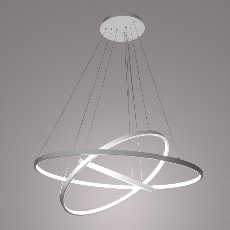 Modern Pendant Light Aluminum Black 3 Ring Hanging Light