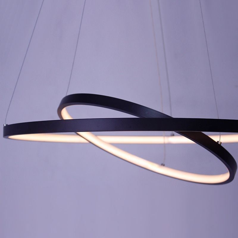 Modern Simple Pendant Light Aluminum Double Ring Hanging Light