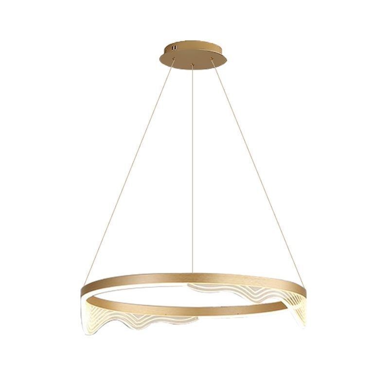 Nordic Aluminum Pendant Light Golden Wave Ripple Hanging Light