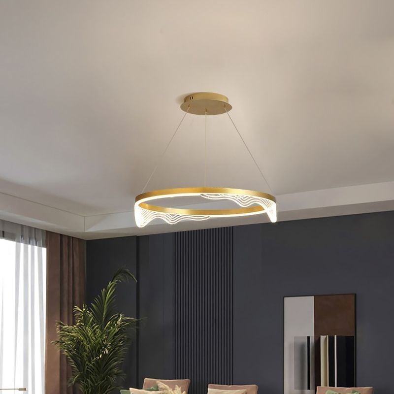 Nordic Aluminum Pendant Light Golden Wave Ripple Hanging Light