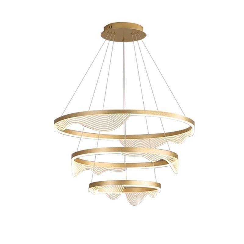Pendant Light Golden Wave Ripple Hanging Light 3 Light