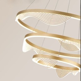 Pendant Light Golden Wave Ripple Hanging Light 3 Light