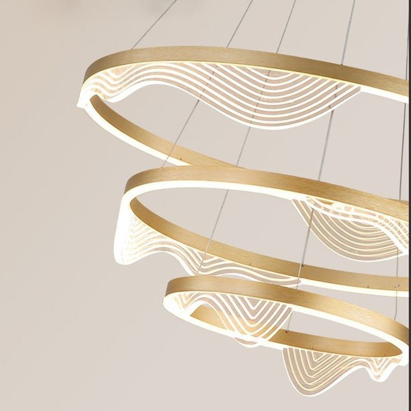 Pendant Light Golden Wave Ripple Hanging Light 3 Light