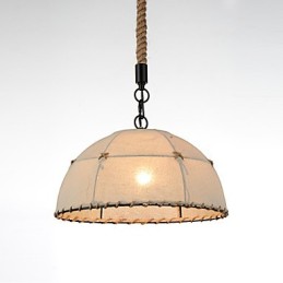 Half Round shaped 1 Lights Pendant Lamps Vintage Style Industry Style Yellow Cloth & Metals Drop Light