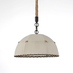 Half Round shaped 1 Lights Pendant Lamps Vintage Style Industry Style Yellow Cloth & Metals Drop Light