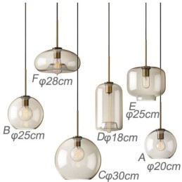 Glass Pendant Light Minimalist Cognac Color Decorative Glass Light Fixture