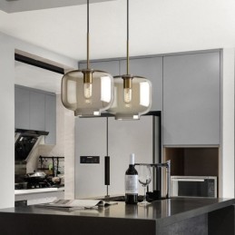 Glass Pendant Light Minimalist Cognac Color Decorative Glass Light Fixture