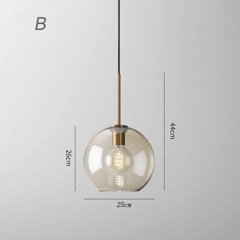 Glass Pendant Light Minimalist Cognac Color Decorative Glass Light Fixture