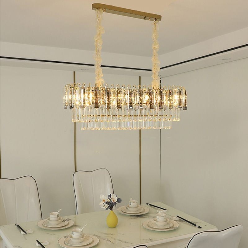 Rectangle Pendant light Crystal Ceiling Light Fixture