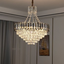 Crystal Pendant Light Conical Hanging Lighting Fixture Light