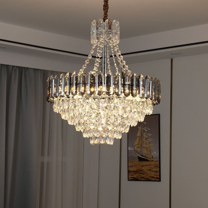 Crystal Pendant Light Conical Hanging Lighting Fixture Light