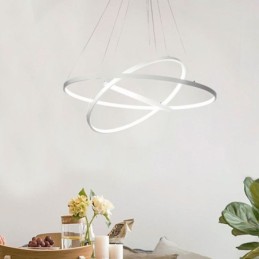 Modern Pendant Light Aluminum Black 3 Ring Hanging Light