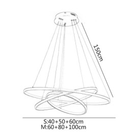 Modern Pendant Light Aluminum Black 3 Ring Hanging Light