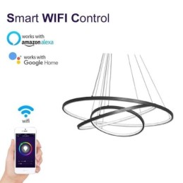 Modern Pendant Light Aluminum Black 3 Ring Hanging Light