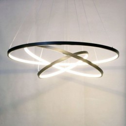 Modern Pendant Light Aluminum Black 3 Ring Hanging Light