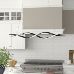 Modern Pendant Lighting Black Wave Shape Hanging Lights