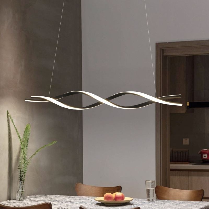 Modern Pendant Lighting Black Wave Shape Hanging Lights