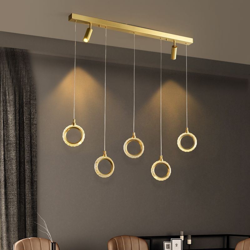 Pendant Light Acrylic Ring Light Fixture with Spotlight