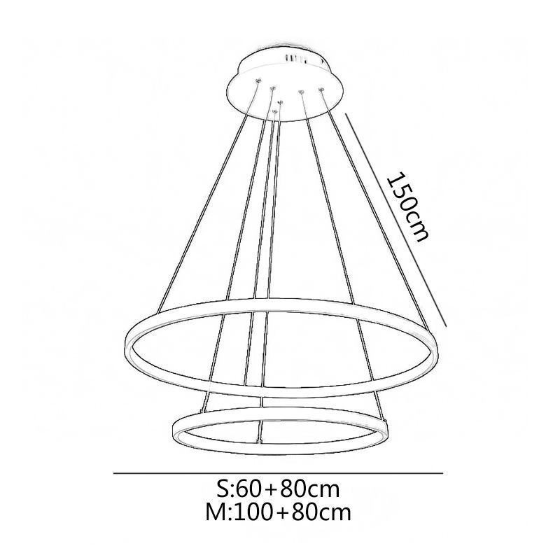 Modern Simple Pendant Light Aluminum Double Ring Hanging Light
